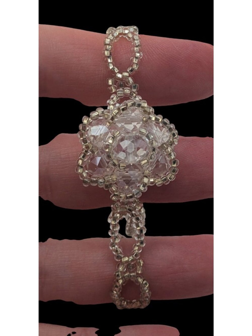 Coquette Fairycore Romantic Crystal Floral Beaded Statement Bracelet